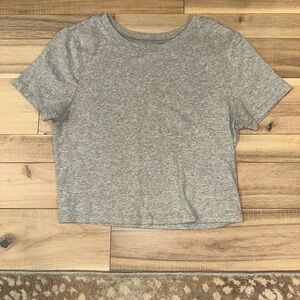 Gray Short Sleeve Crop Top
